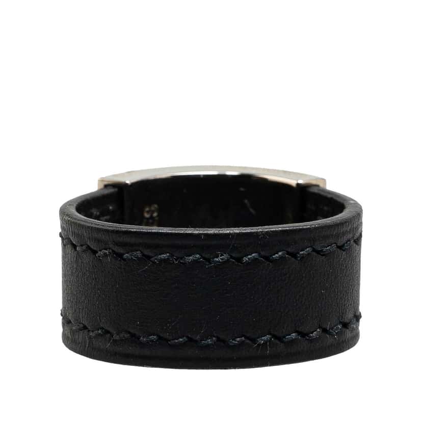 Hermès Leather and Palladium Plated Collier de Chien Ring Black Leather Good condition - Inside View