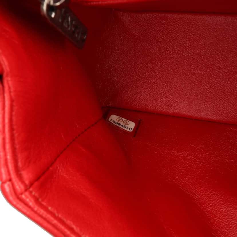 Chanel Mini Rectangular Classic Lambskin Single Flap Red Leather Good condition - Box View