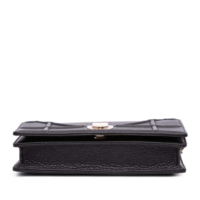 Dior Grained Calfskin Diorama Wallet on Chain Black Leather Good condition - Inside View