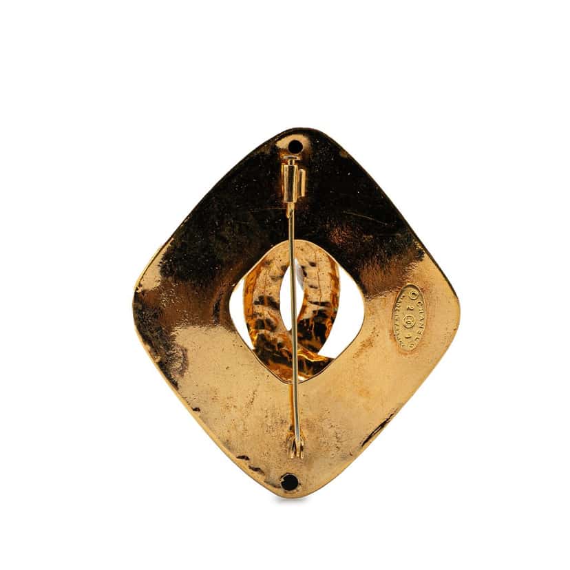 Chanel Gold Plated CC Rhombus Brooch Gold Metal Good condition - Back View