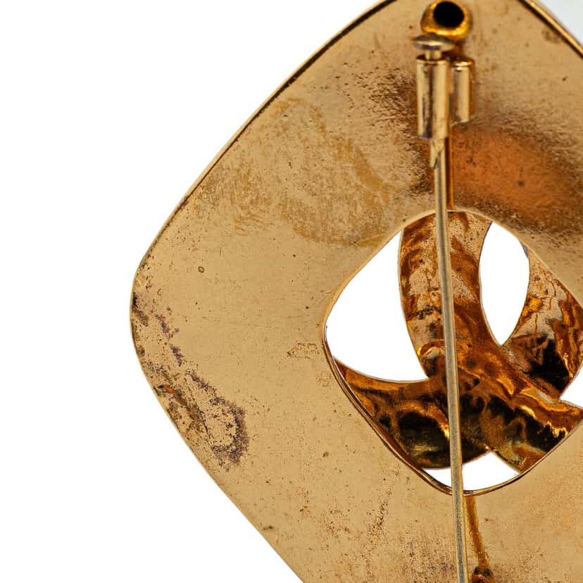 Chanel Gold Plated CC Rhombus Brooch Gold Metal Good condition - Inside View