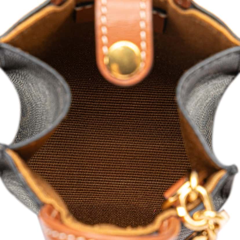 Celine Micro Triomphe Coated Canvas Vertical Cabas Bag Charm Brown Canvas Very good condition - Model View