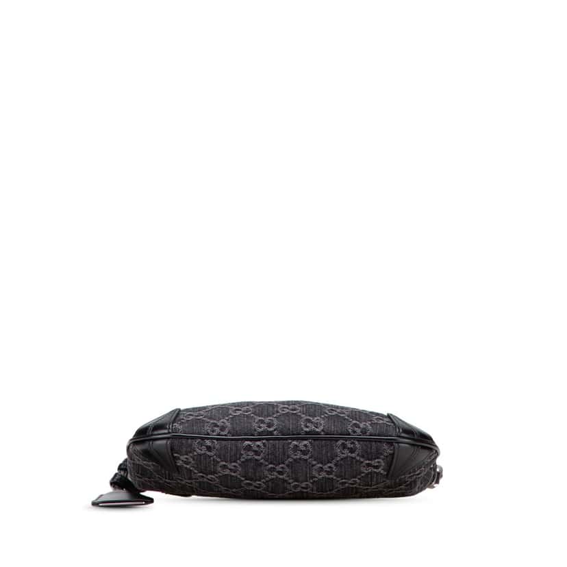 Gucci Small GG Denim Horsebit Slim Hobo Black Denim Good condition - Inside View