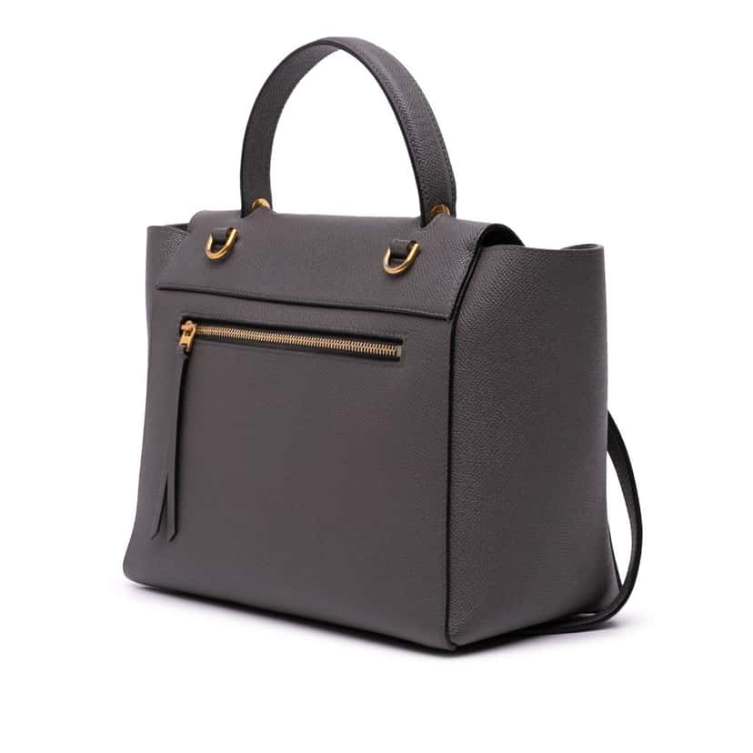 Celine Micro Grained Calfskin Belt Bag Grey Leather Fair condition - Back View
