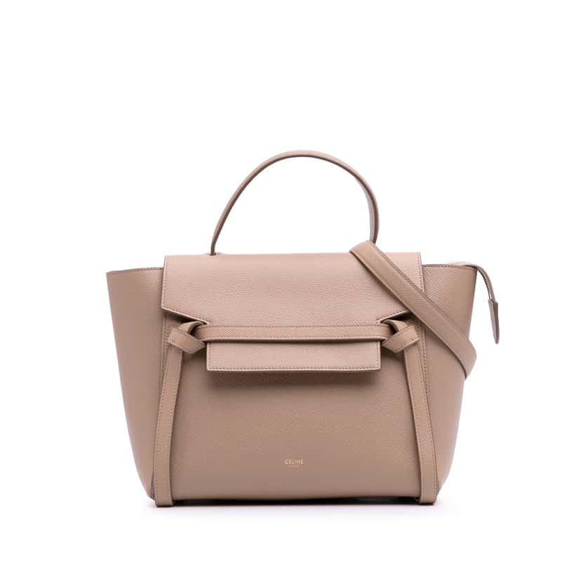 Celine Micro Grained Calfskin Belt Bag Brown Leather Good condition - Front View