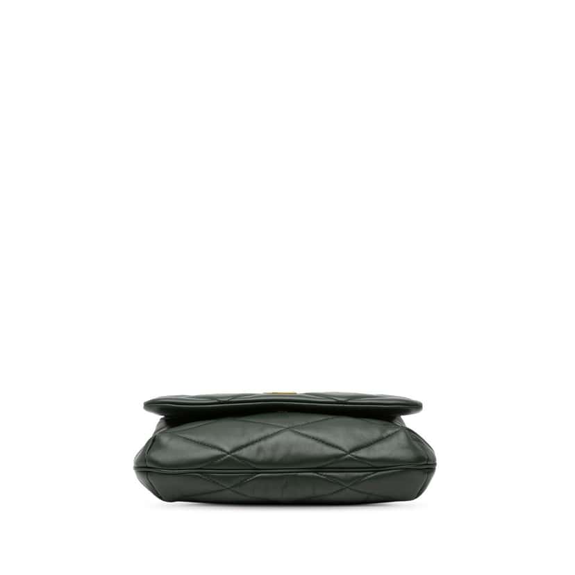 Saint Laurent Quilted Lambskin Le 57 Diamond Shoulder Bag Green Leather Good condition - Inside View