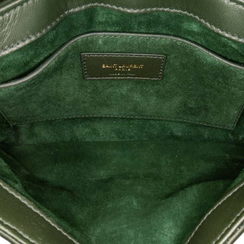 Saint Laurent Quilted Lambskin Le 57 Diamond Shoulder Bag Green Leather Good condition - Model View