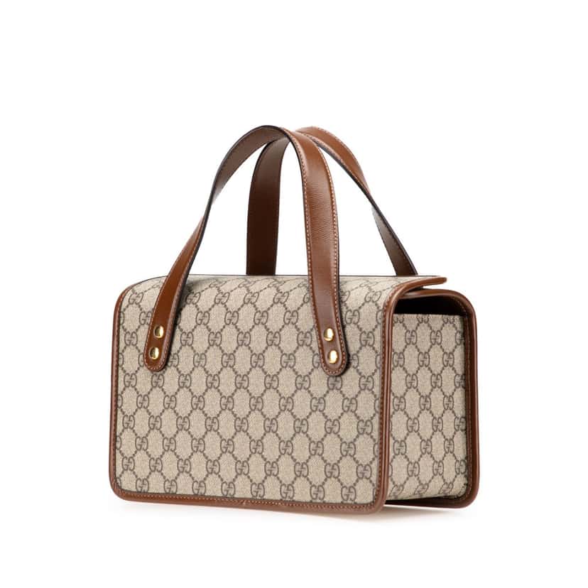 Gucci Small GG Supreme Horsebit 1955 Satchel Brown Canvas Good condition - Back View