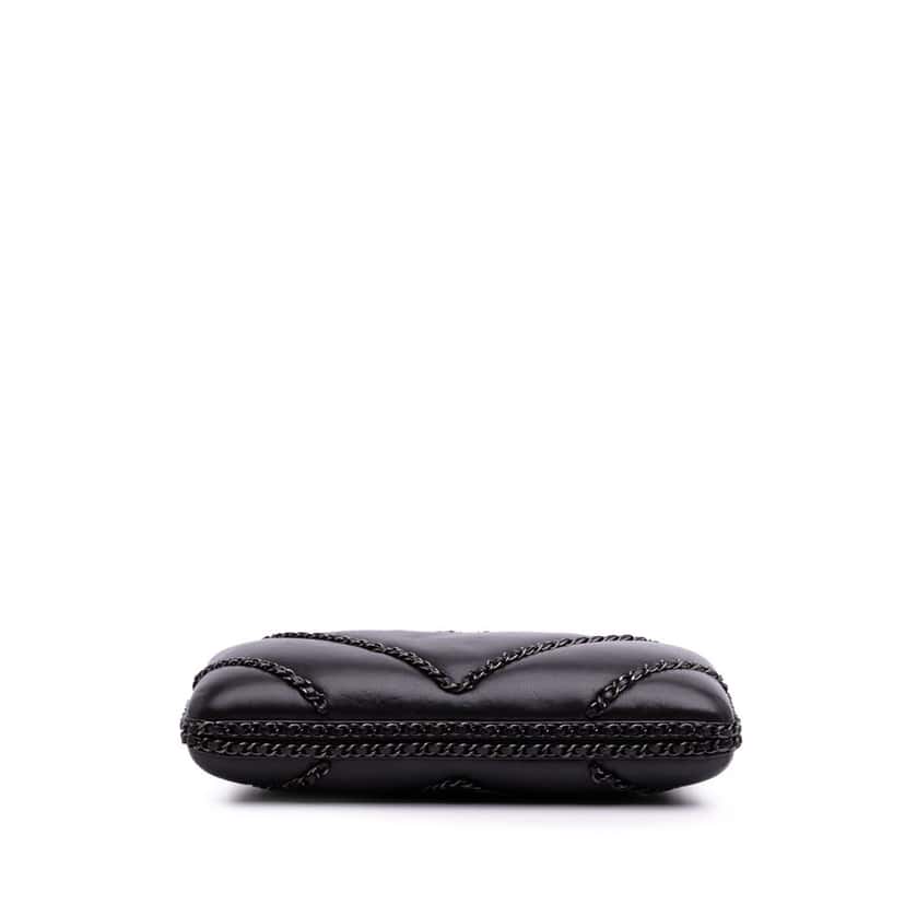 Chanel Chevron Lambskin Chain Around Clutch on Chain Black Leather Good condition - Inside View