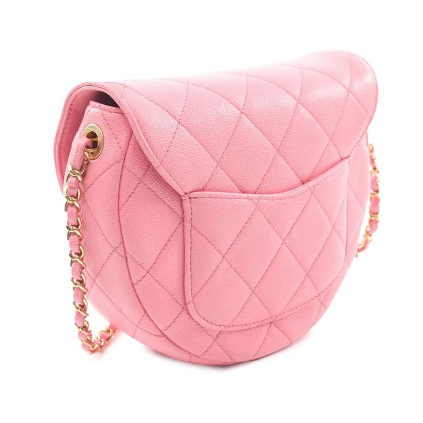 Chanel Small CC Quilted Caviar Chain Flap Pink Leather Good condition - Back View