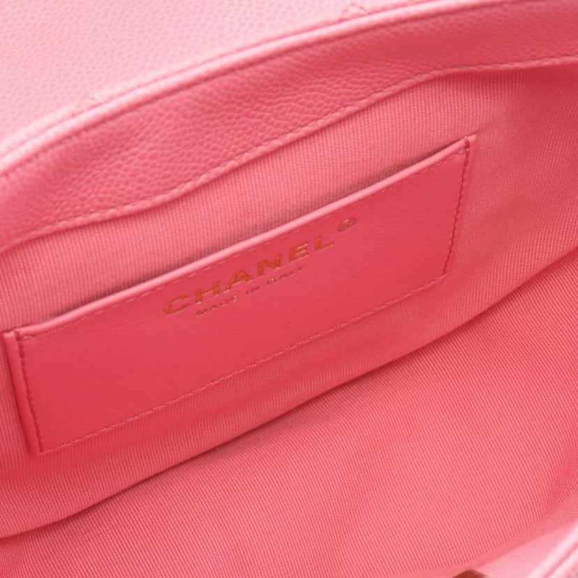Chanel Small CC Quilted Caviar Chain Flap Pink Leather Good condition - Inside View