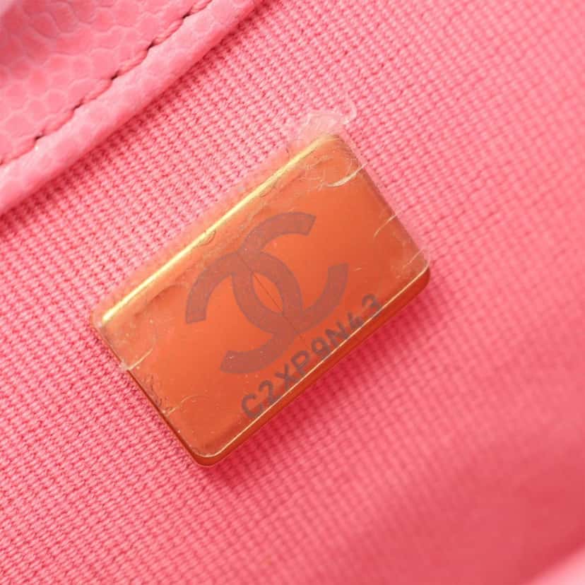 Chanel Small CC Quilted Caviar Chain Flap Pink Leather Good condition - Box View