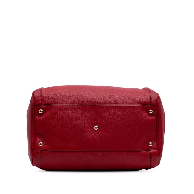Gucci Medium Pebbled Calfskin Soho Boston Bag Red Leather Good condition - Inside View