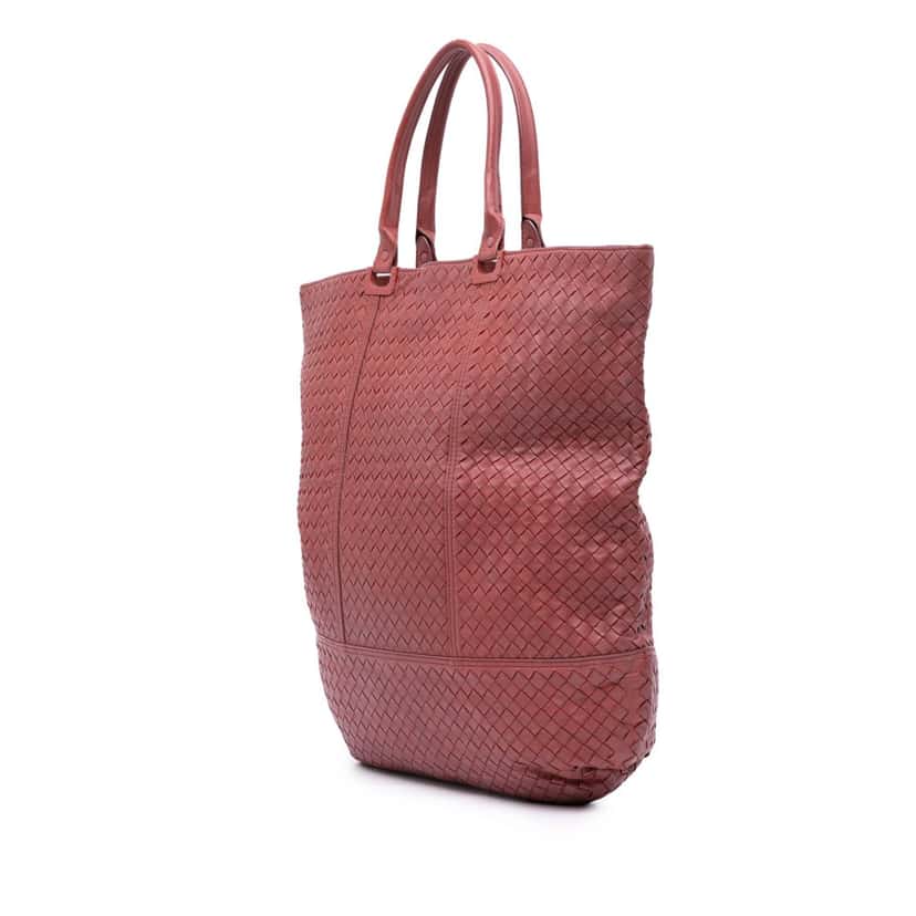 Bottega Veneta Nappa Intrecciato Tote Red Leather Good condition - Back View