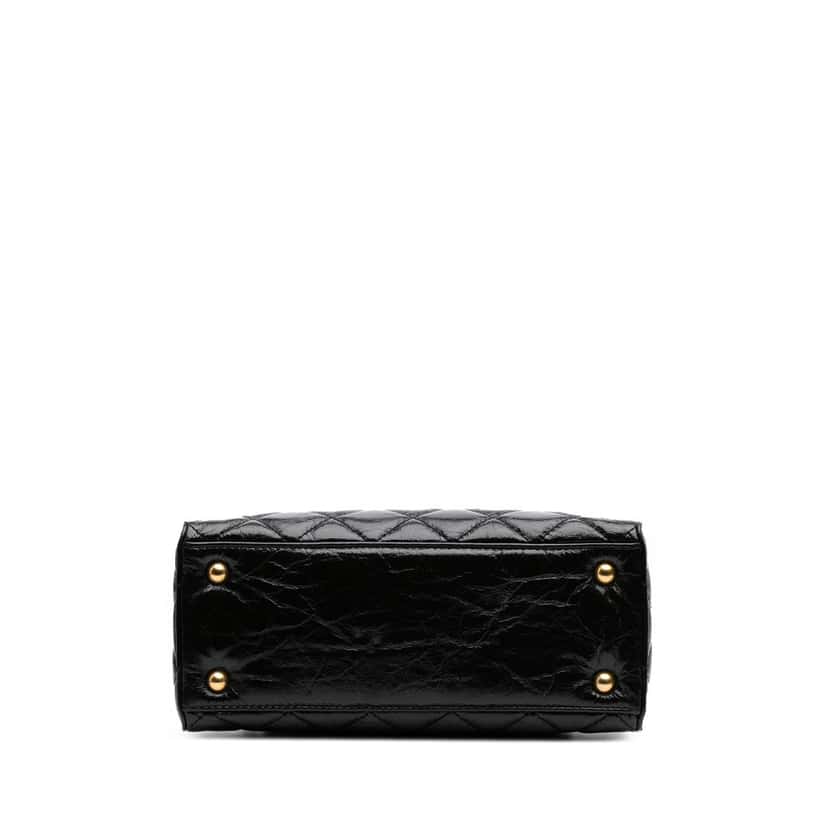 Chanel Reissue 2.55 Glazed Crackled Calfskin Shopping Bag Black Leather Good condition - Inside View
