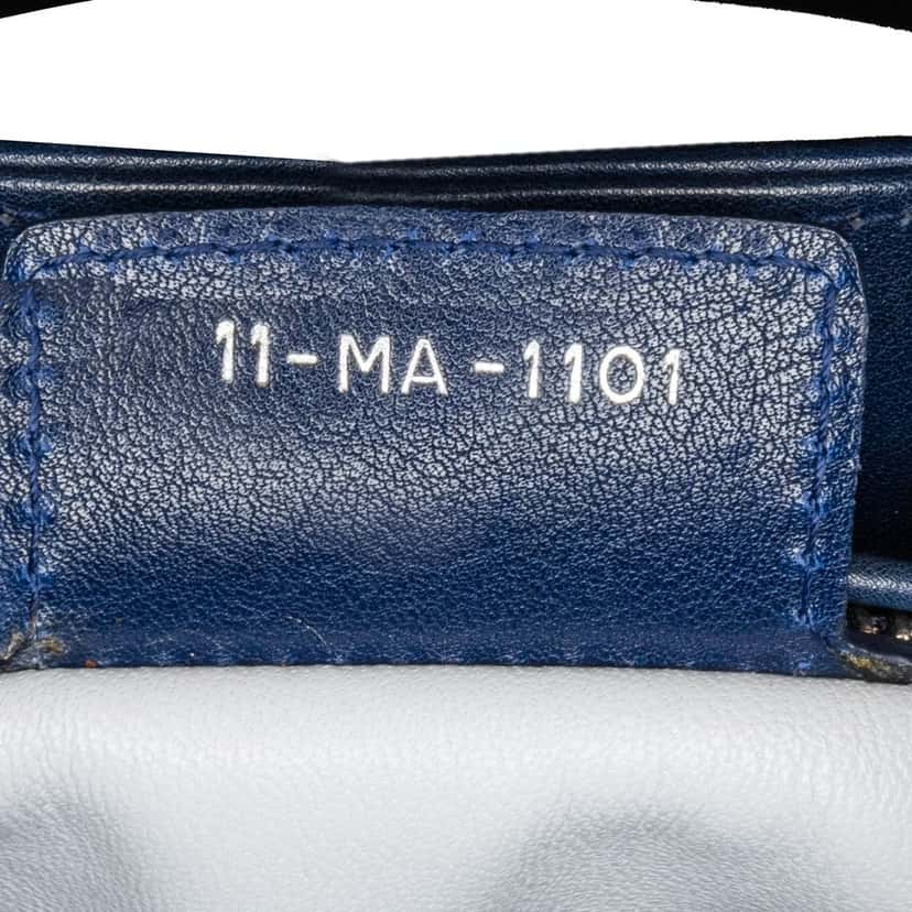 Dior Medium Lambskin And Tweed Cannage Lady Dior Blue Leather Good condition - Box View