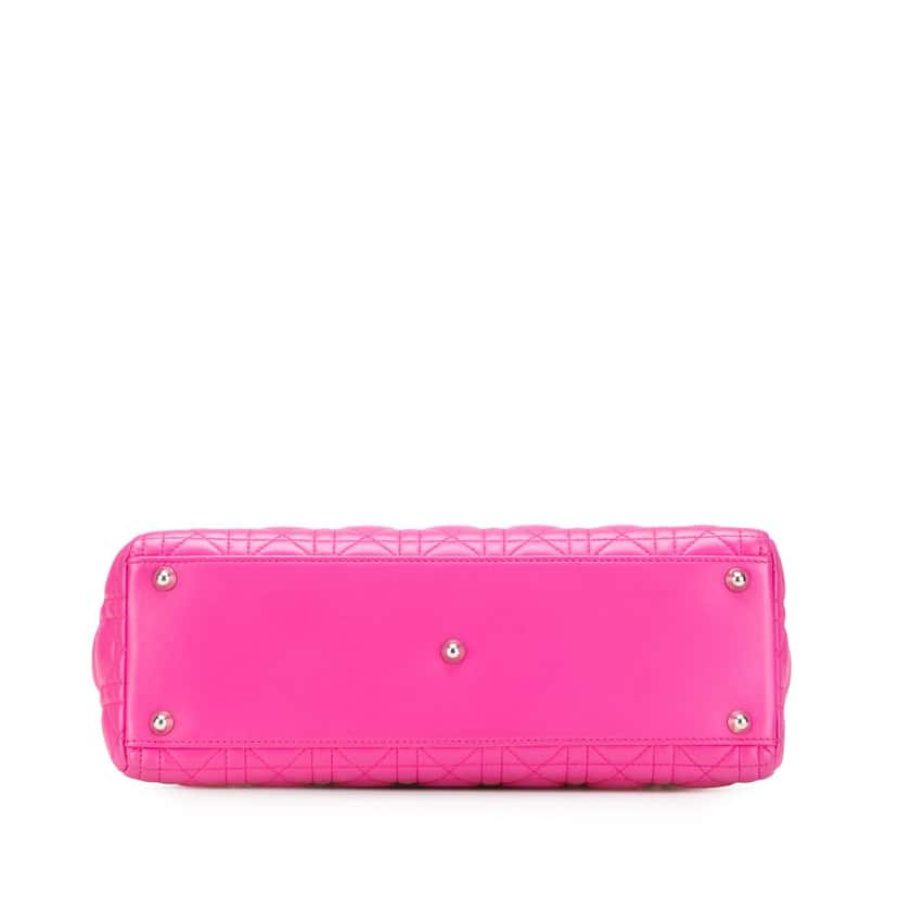 Dior Large Lambskin Cannage Lady Dior Pink Leather Good condition - Inside View