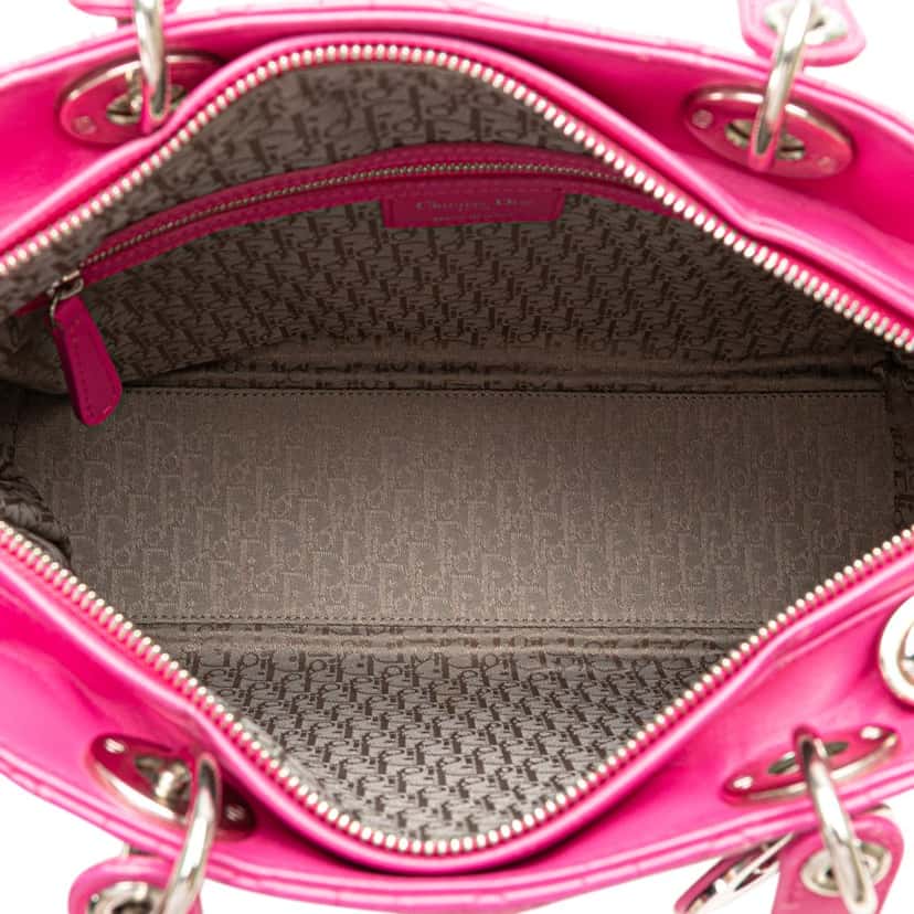 Dior Large Lambskin Cannage Lady Dior Pink Leather Good condition - Model View