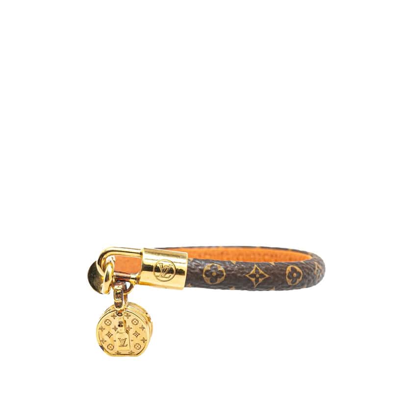 Louis Vuitton Monogram Tribute Charm Bracelet 17 Brown Canvas Good condition - Back View