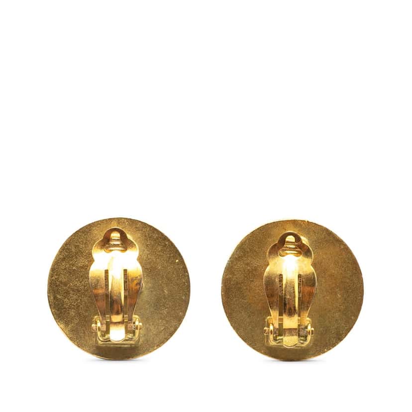 Chanel Gold Plated CC Button Clip On Earrings Gold Metal Good condition - Back View