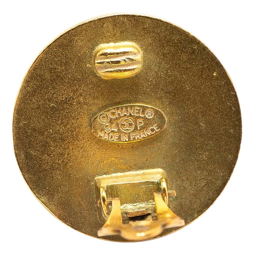 Chanel Gold Plated CC Button Clip On Earrings Gold Metal Good condition - Inside View