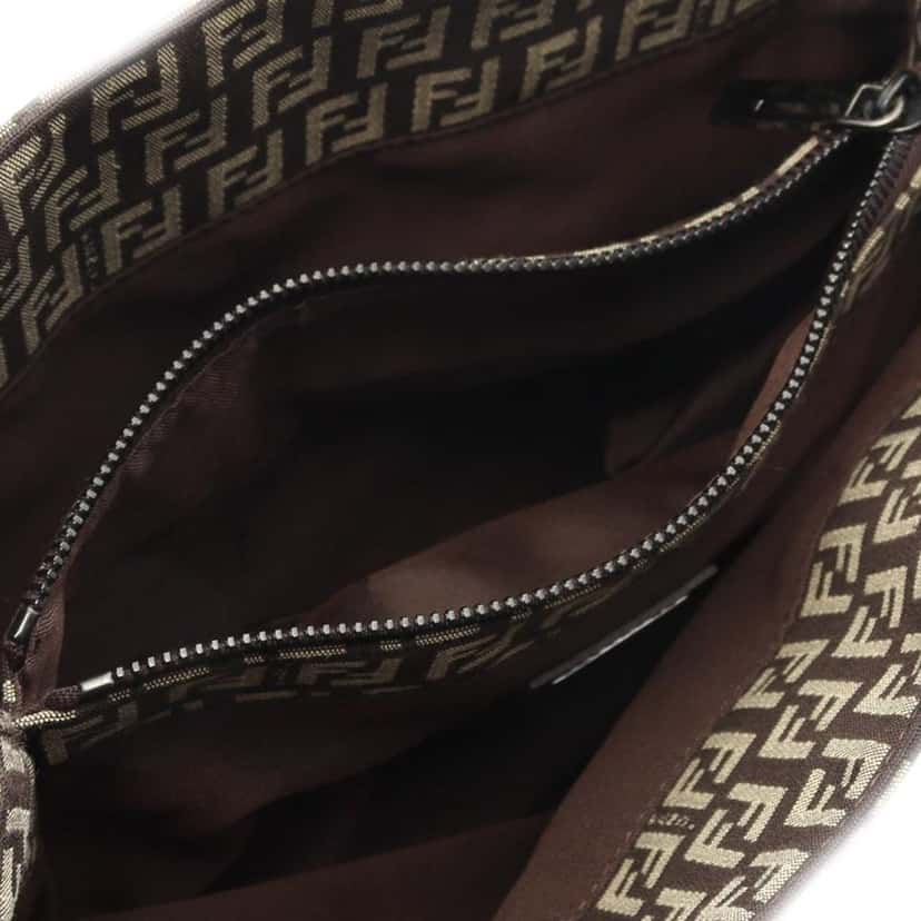 Fendi Small Zucchino Canvas Tote Brown Canvas Good condition - Inside View