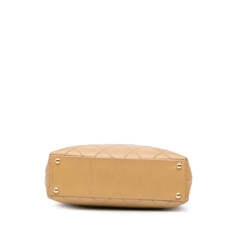 Chanel CC Wild Stitch Calfskin Handbag Brown Leather Good condition - Inside View