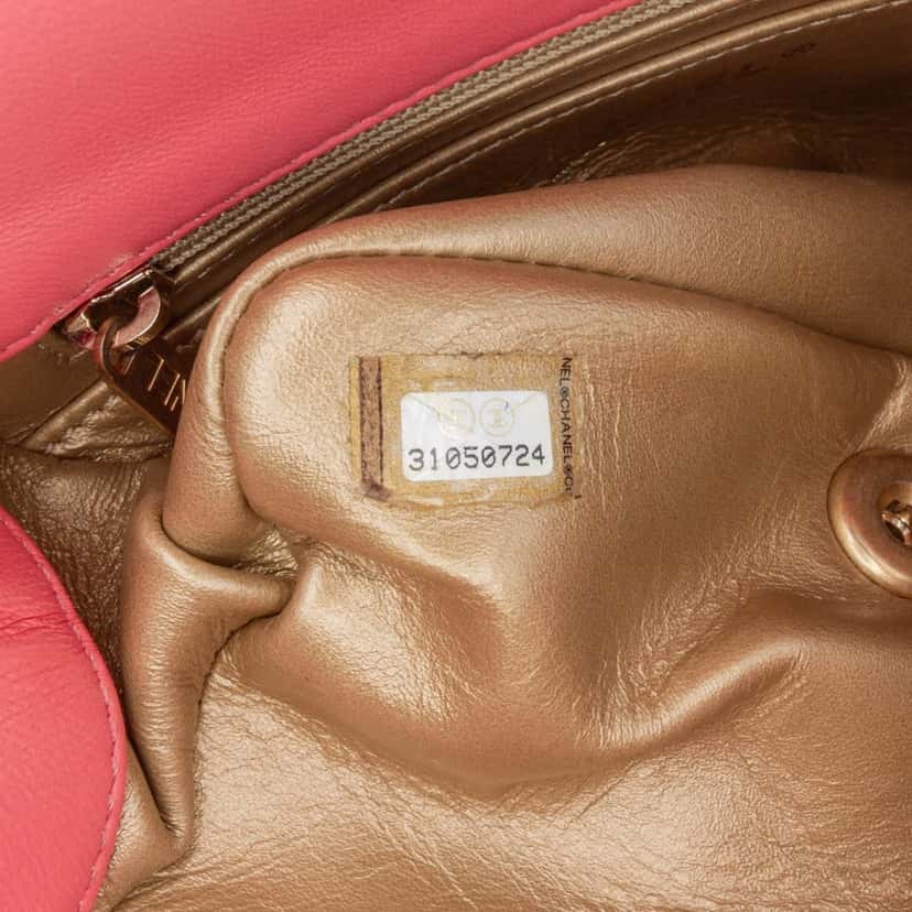 Chanel Mini Square Classic Lambskin Pearl Crush Single Flap Pink Leather Good condition - Box View