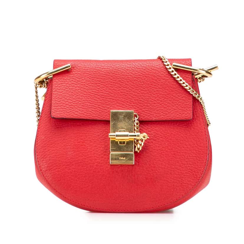 Chloé Small Drew Leather Crossbody Bag Red Leather Good condition - Front View