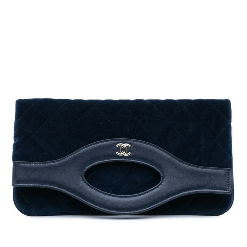 Chanel Quilted Velvet 31 Clutch Blue Velvet Good condition - Front View
