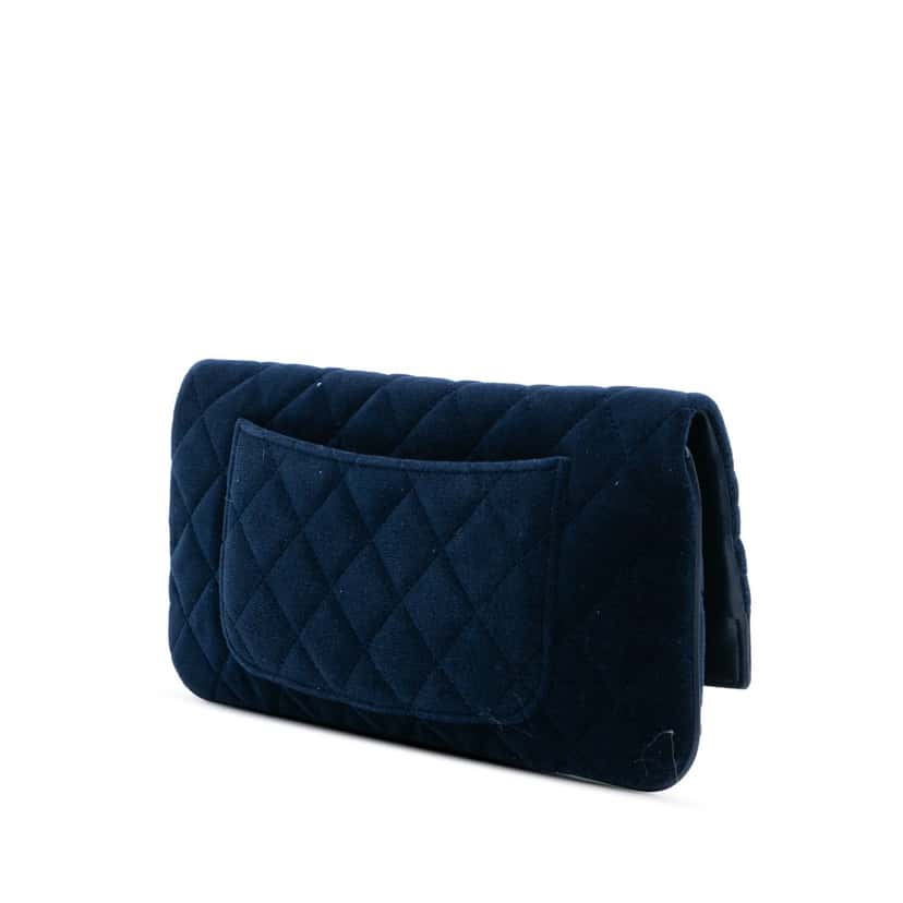 Chanel Quilted Velvet 31 Clutch Blue Velvet Good condition - Back View