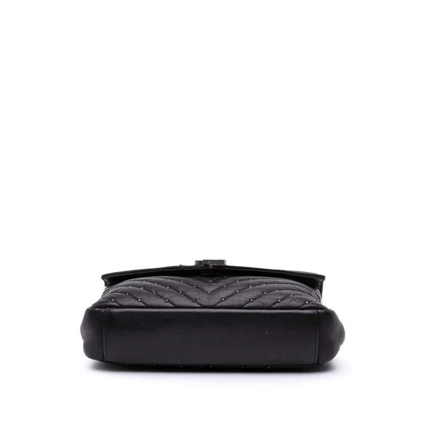 Saint Laurent Medium Chevron Studded Lambskin Monogram College Satchel Black Leather Good condition - Inside View