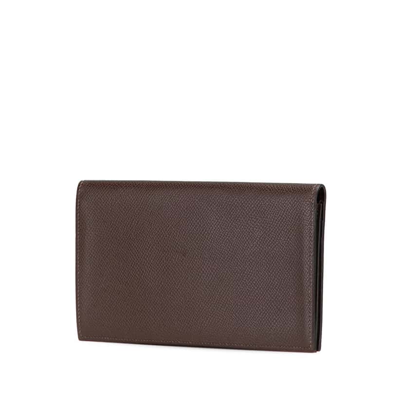 Hermès Epsom Citizen Twill Wallet Brown Leather Good condition - Back View