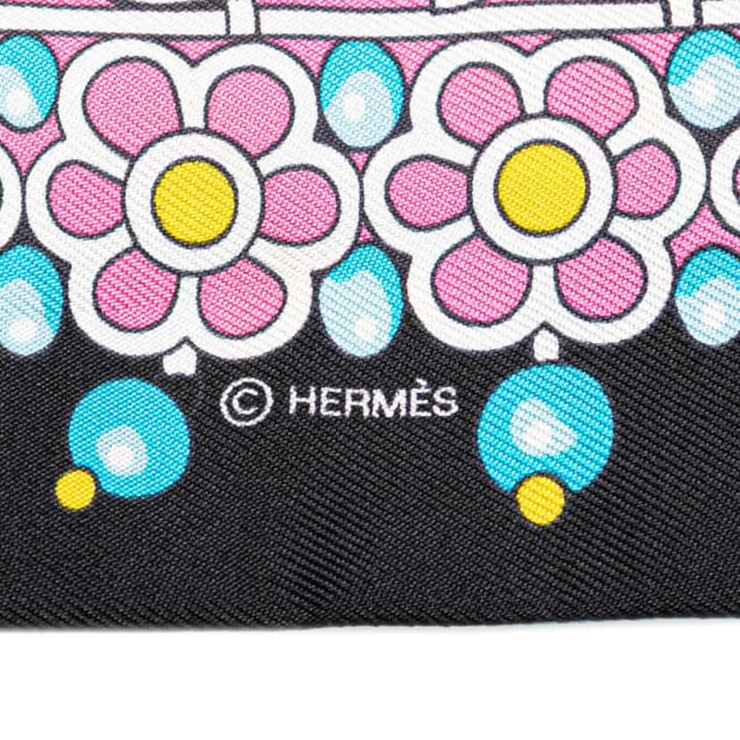 Hermès Parures Des Maharajas Silk Twilly Scarf Blue Silk Good condition - Box View