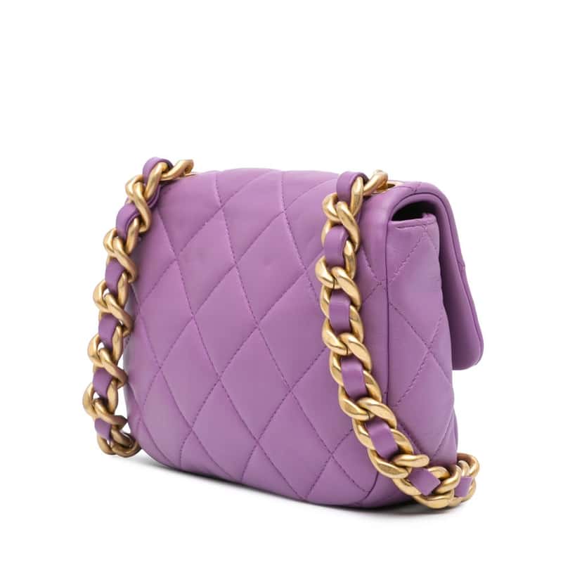 Chanel Mini Quilted Lambskin Candy Chain Flap Purple Leather Very good condition - Back View