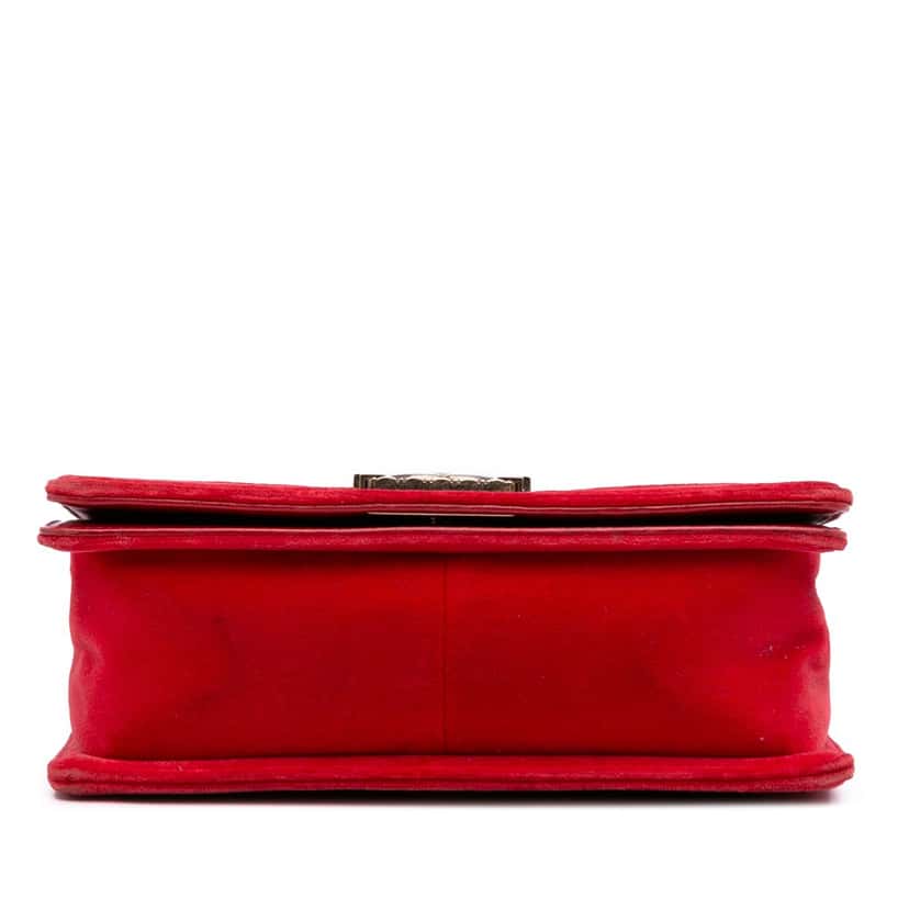 Chanel Old Medium Quilted Tweed and Velvet Boy Flap Red Velvet Good condition - Inside View