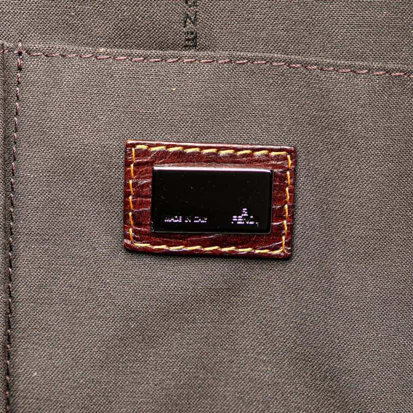 Fendi Large Zucca Canvas Mixed Media Tote Brown Canvas Good condition - Box View