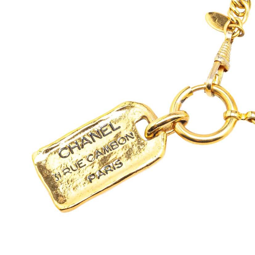 Chanel Gold Plated 31 Rue Cambon Dog Tag Pendant Necklace Gold Metal Good condition - Back View