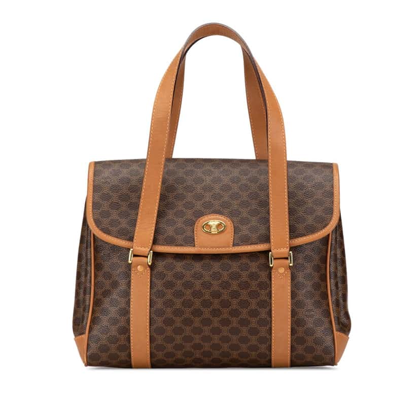 Celine Macadam Coated Canvas Handbag Brown Canvas Fair condition - Front View