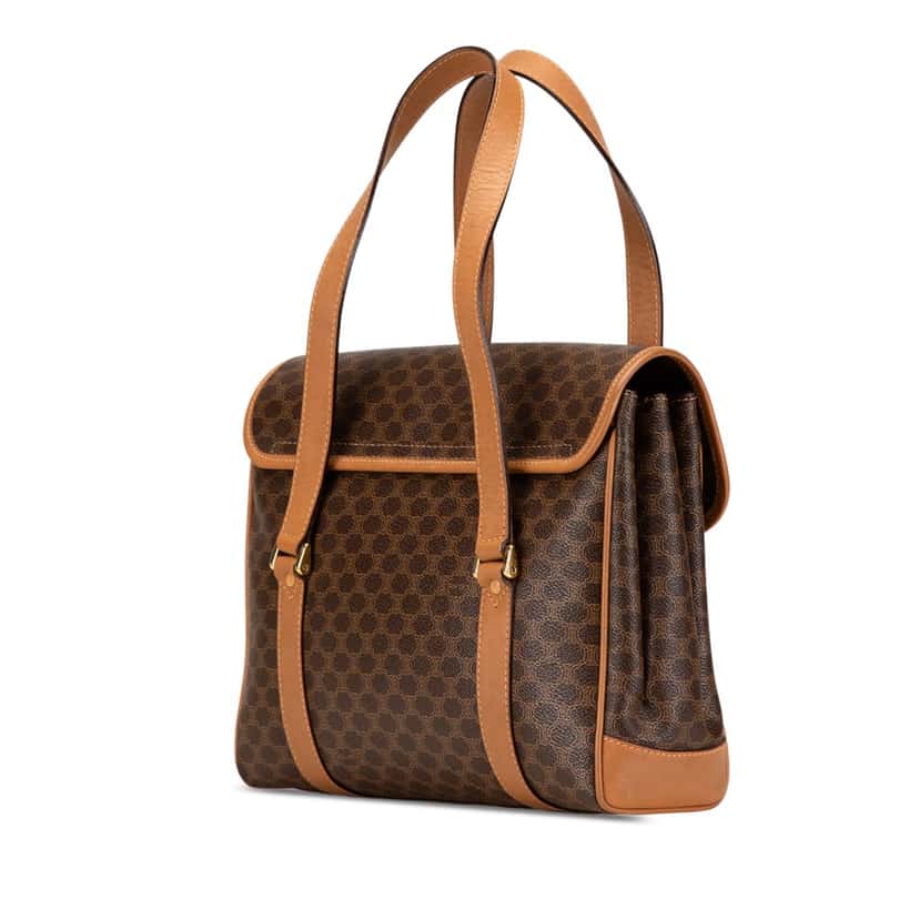 Celine Macadam Coated Canvas Handbag Brown Canvas Fair condition - Back View