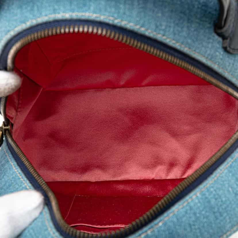 Gucci Small GG Marmont Pearl Denim Backpack Blue Denim Good condition - Model View