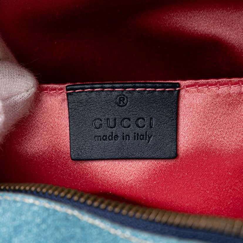 Gucci Small GG Marmont Pearl Denim Backpack Blue Denim Good condition - Box View