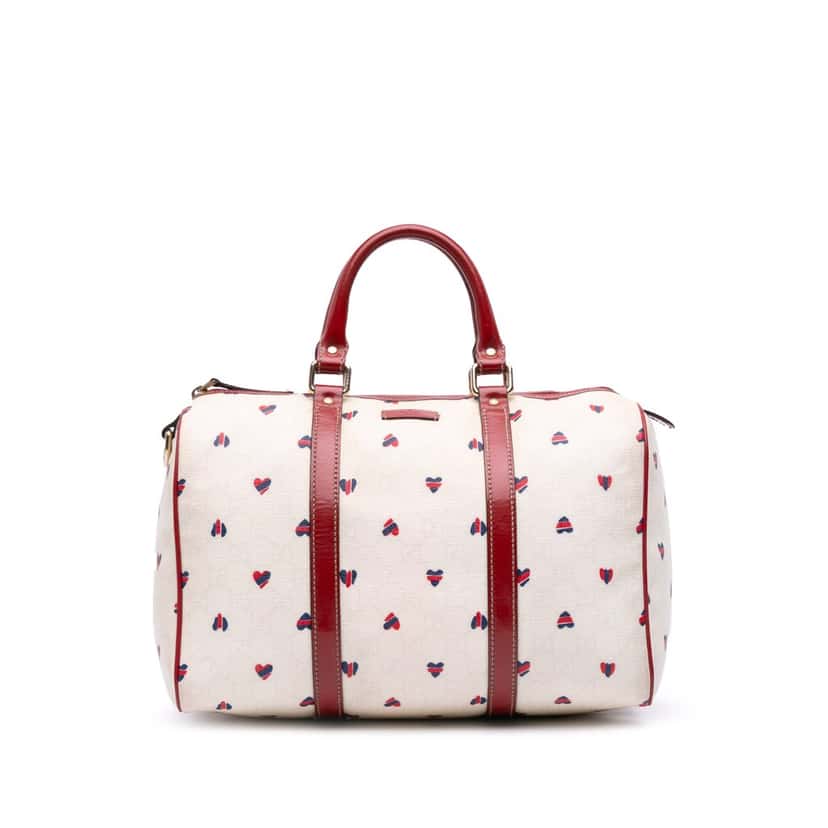 Gucci Medium GG Supreme Hearts Joy Boston White Canvas Good condition - Front View