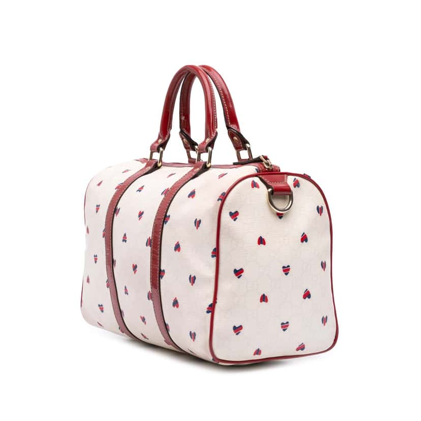 Gucci Medium GG Supreme Hearts Joy Boston White Canvas Good condition - Back View