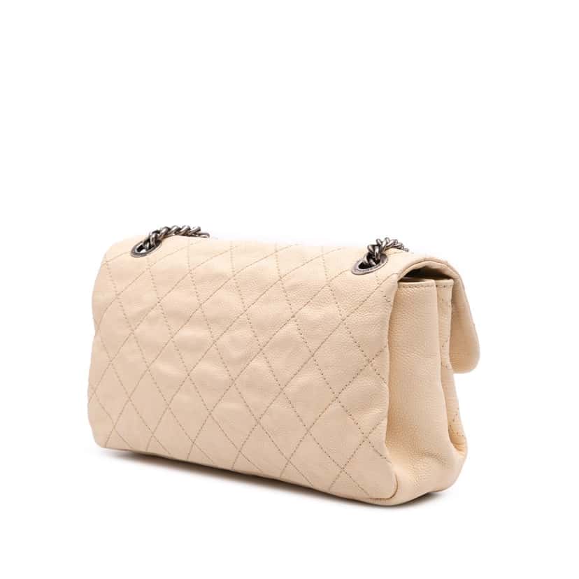 Chanel Medium Quilted Caviar Simply CC Flap Brown Leather Good condition - Back View
