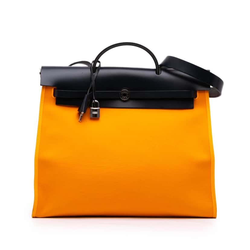 Hermès Bicolor Toile Herbag Zip Verso 39 Orange Canvas Good condition - Front View