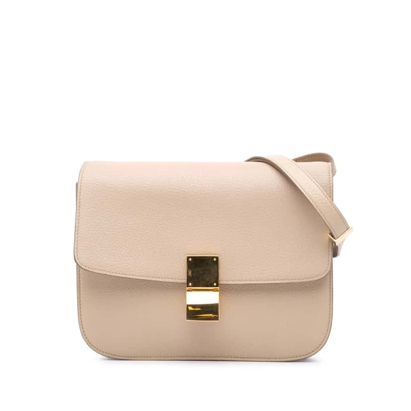 Celine Medium Calfskin Classic Box Brown Leather Good condition - Front View