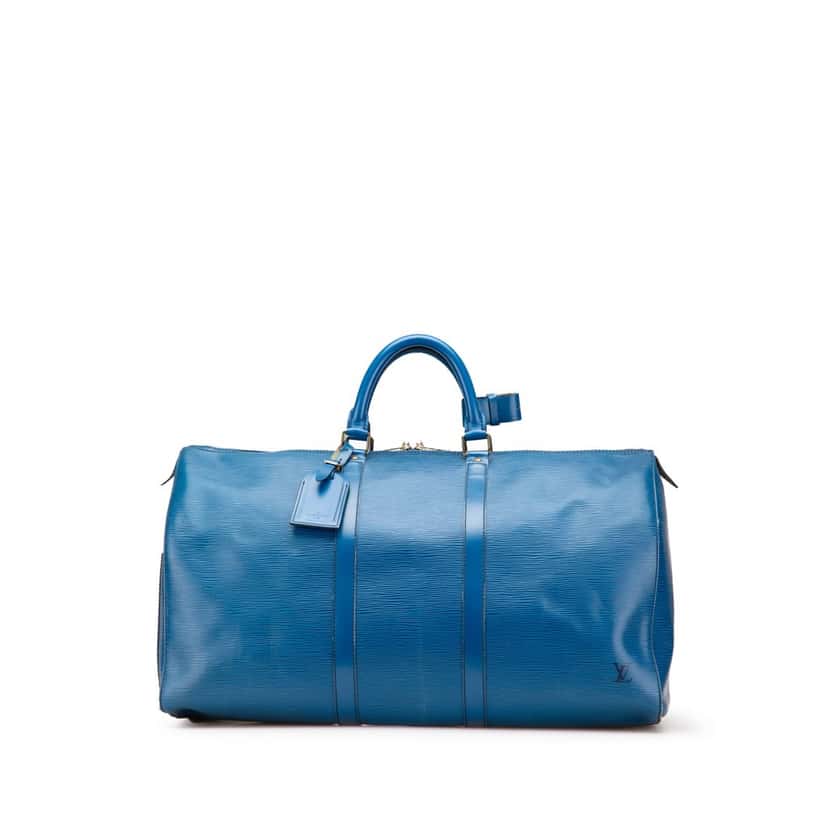 Louis Vuitton Epi Keepall 50 Blue Leather Good condition - Front View