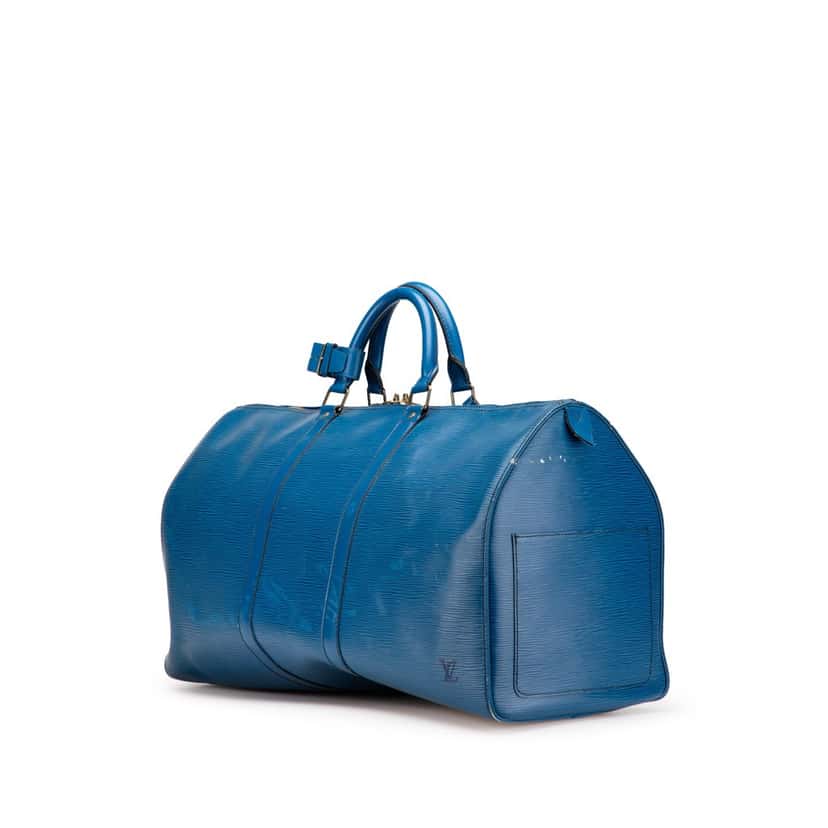 Louis Vuitton Epi Keepall 50 Blue Leather Good condition - Back View