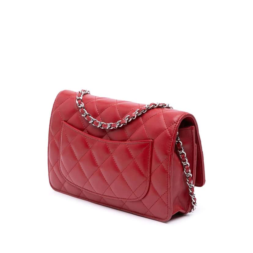 Chanel CC Lambskin Wallet on Chain Red Leather Good condition - Back View